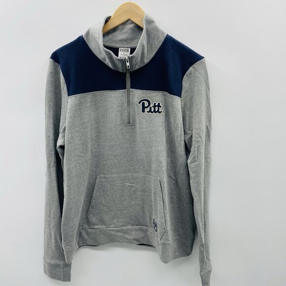 PINK Victorias Secret Womens Large Pitt Panthers 1/4 Zip Pullover Sweatshirt - Picture 1 of 7